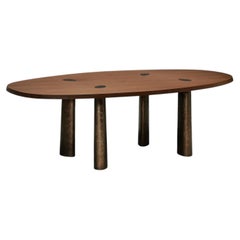 Table de salle à manger contemporaine 'Charles', 240, par Linteloo, noyer et bronze