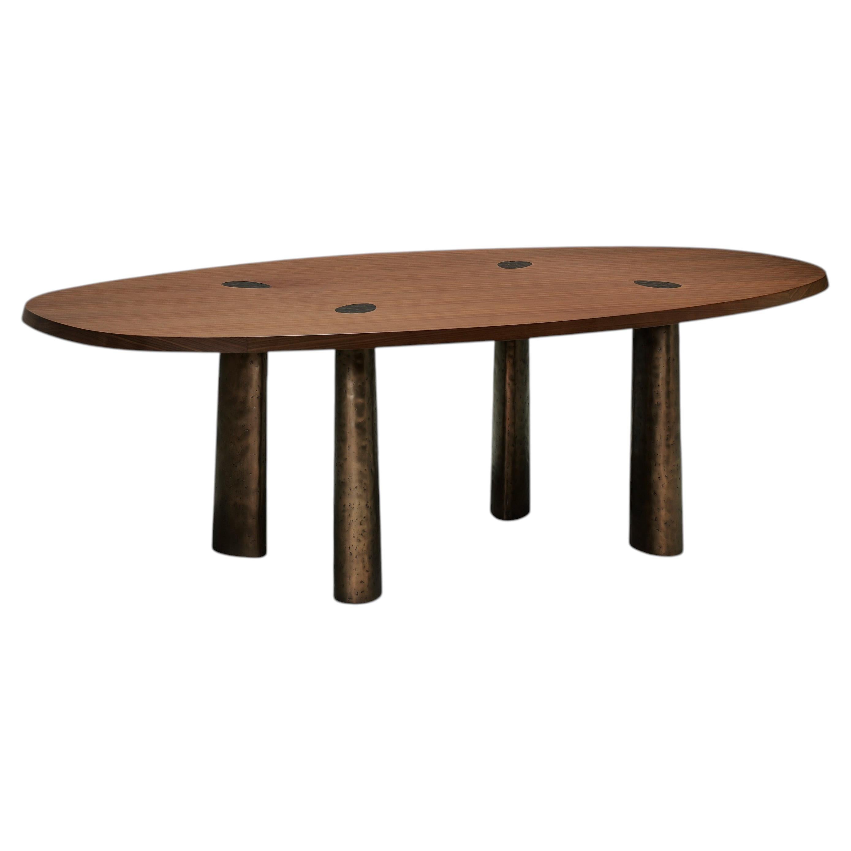 Contemporary Dining Room Table 'Charles', 300, by LINTELOO, Walnut & Bronze