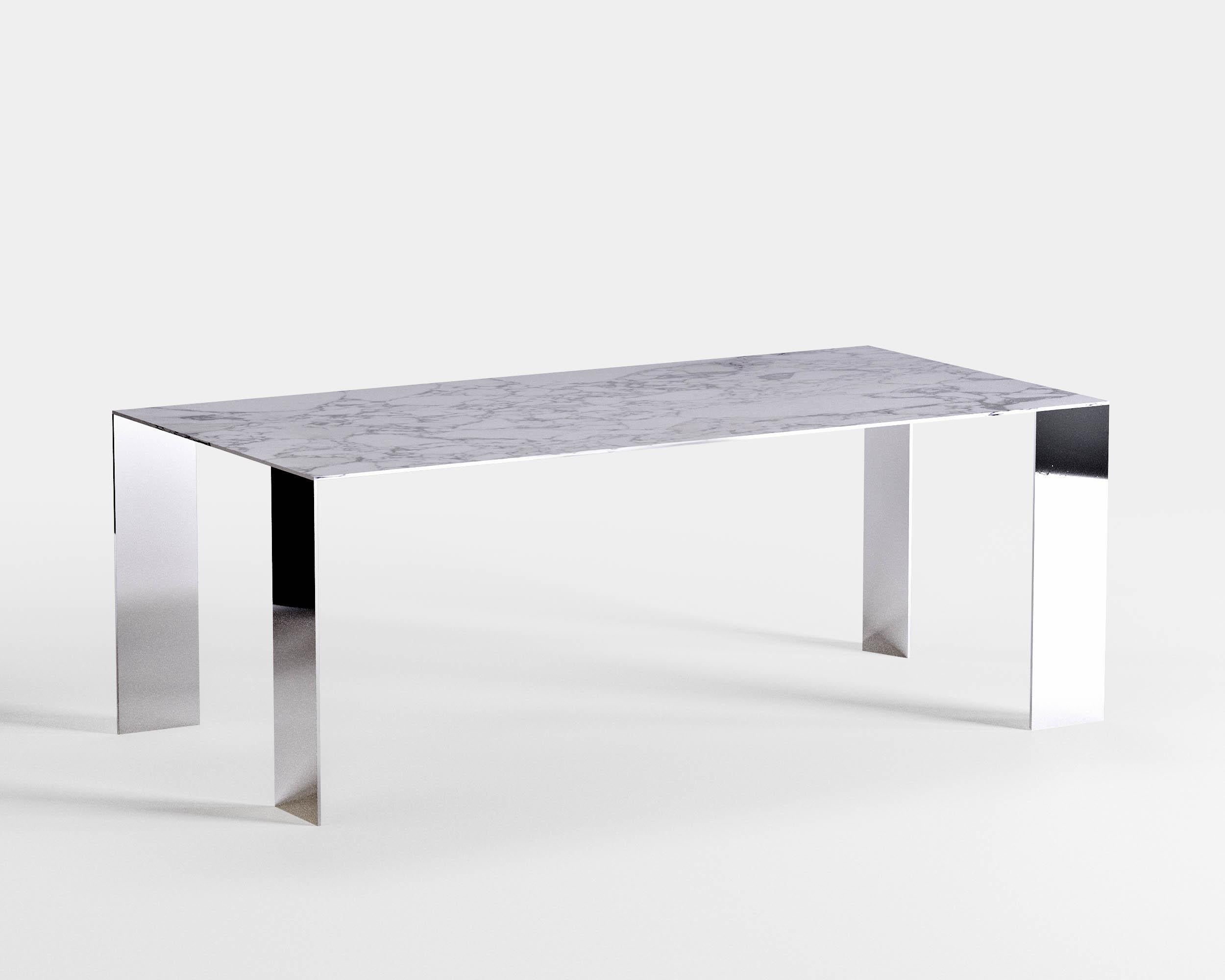 Contemporary Dining Room Table 'Exilis', Arabescato Marble In New Condition For Sale In Paris, FR