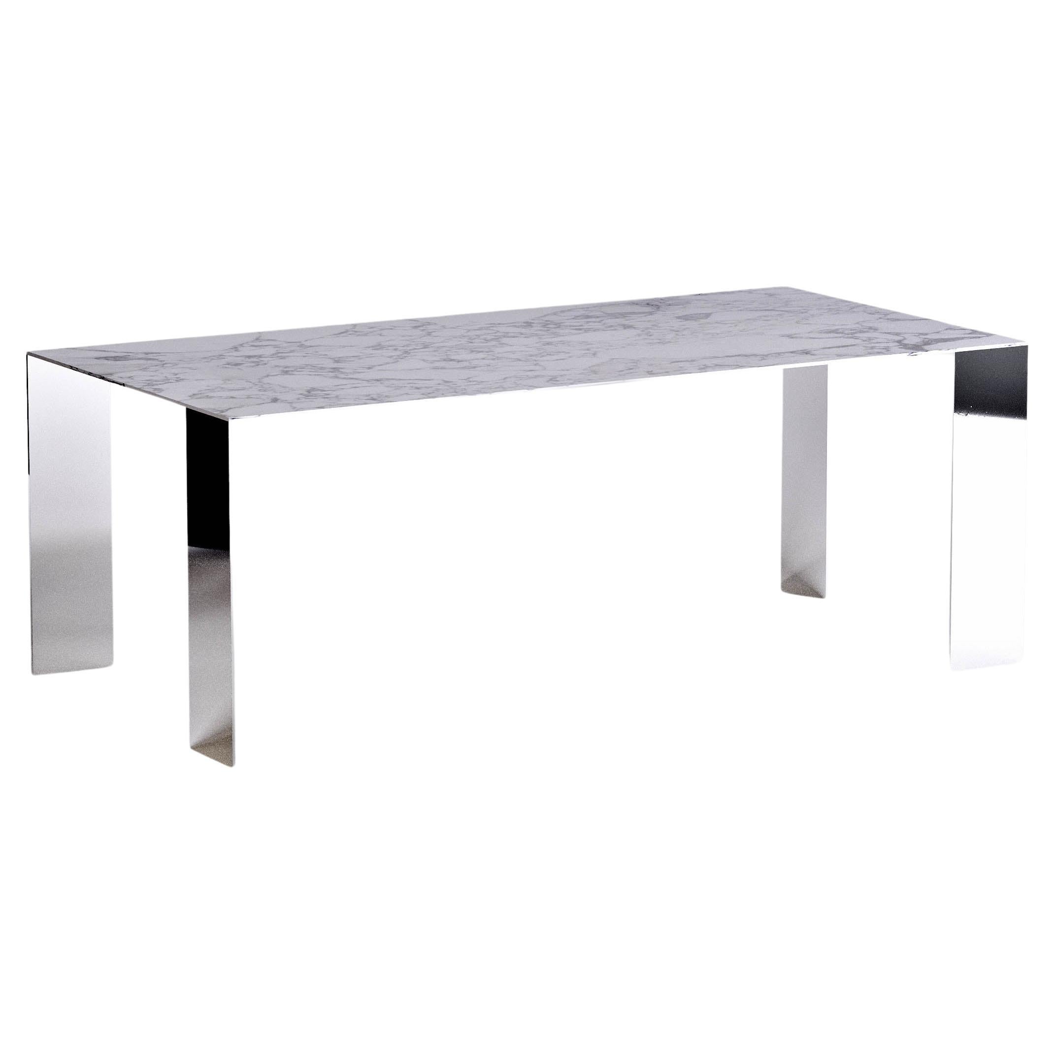 Contemporary Dining Room Table 'Exilis', Arabescato Marble