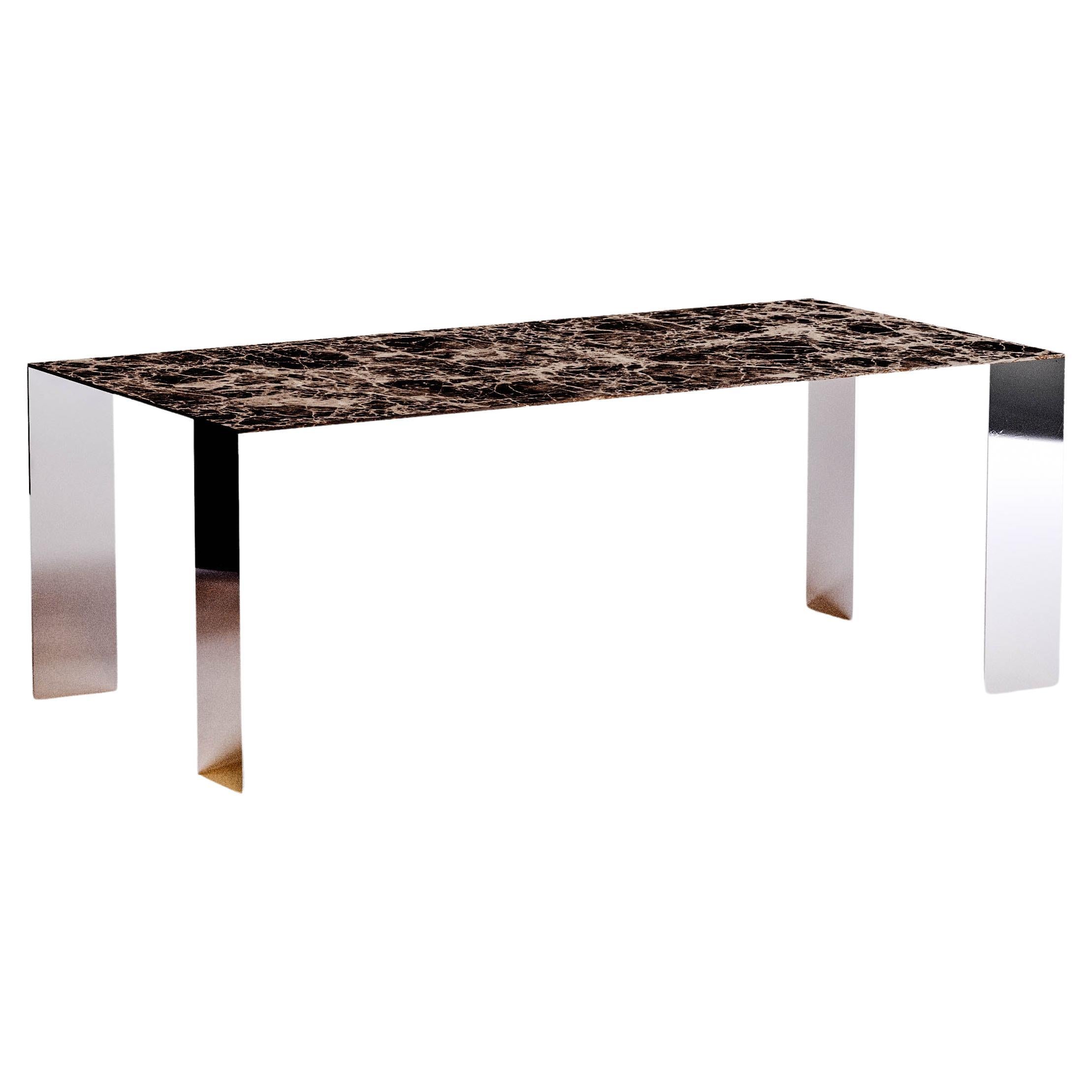 Contemporary Dining Room Table 'Exilis', Emperador Marble
