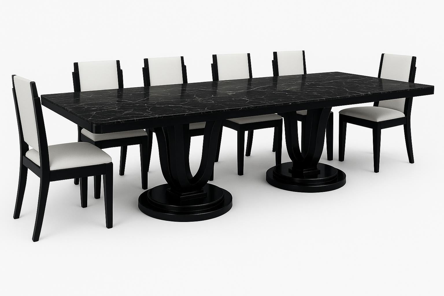Art Déco Contemporary Dining Room Table in Black Lacquer in the Style of Art Deco in vendita