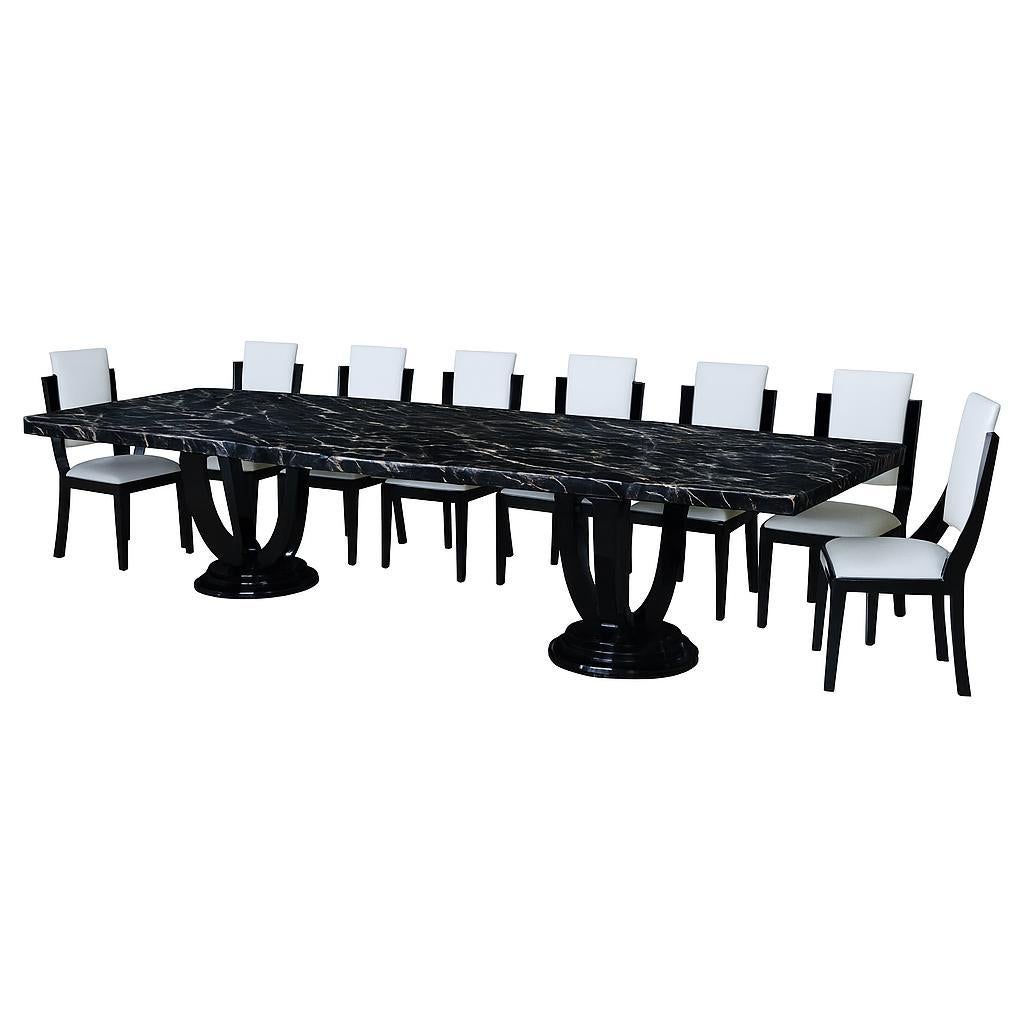 Tedesco Contemporary Dining Room Table in Black Lacquer in the Style of Art Deco in vendita