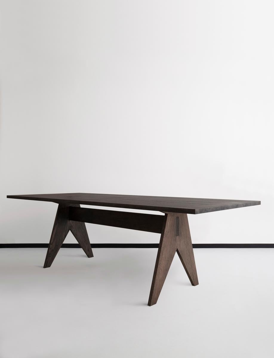 Organic Modern Contemporary Dining Room Table 'POSE', 250, Smoked oak + More Sizes For Sale