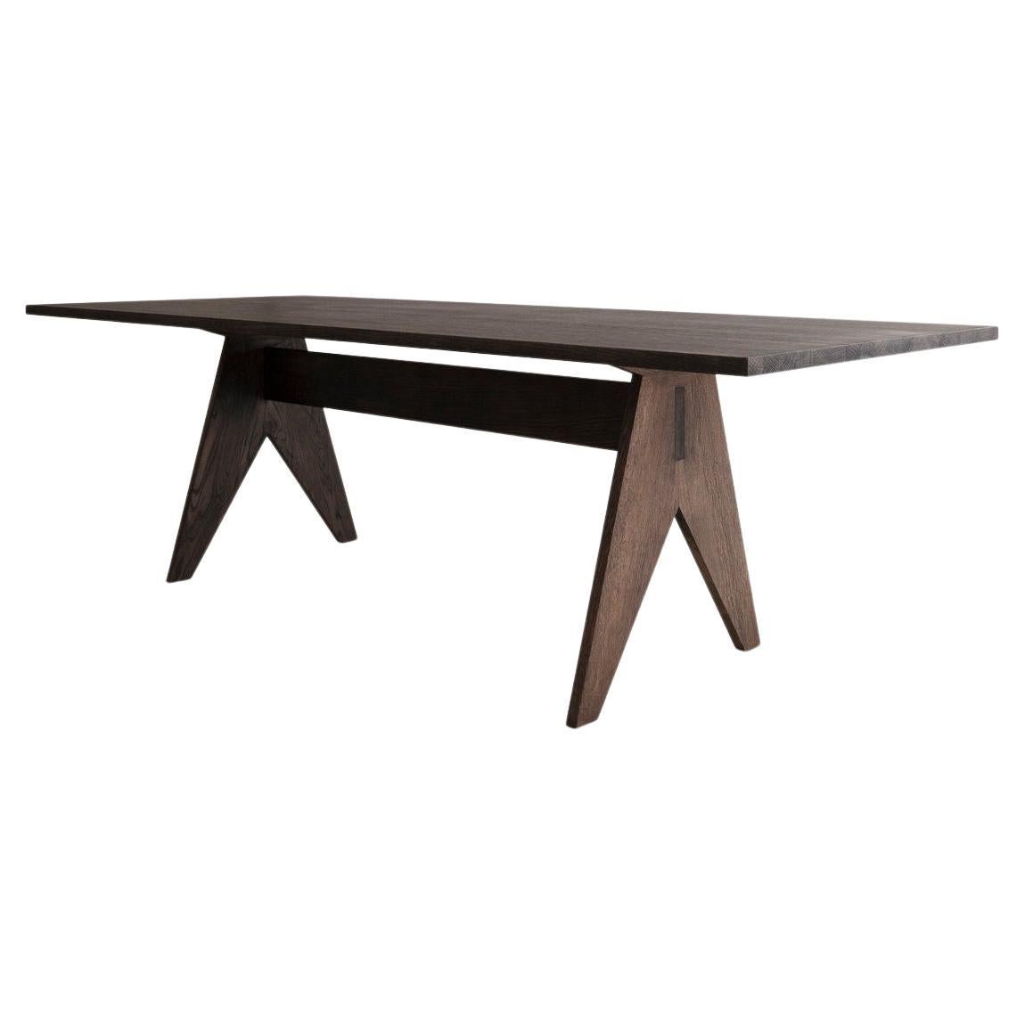 Contemporary Dining Room Table 'POSE', 250, Smoked oak + More Sizes For Sale