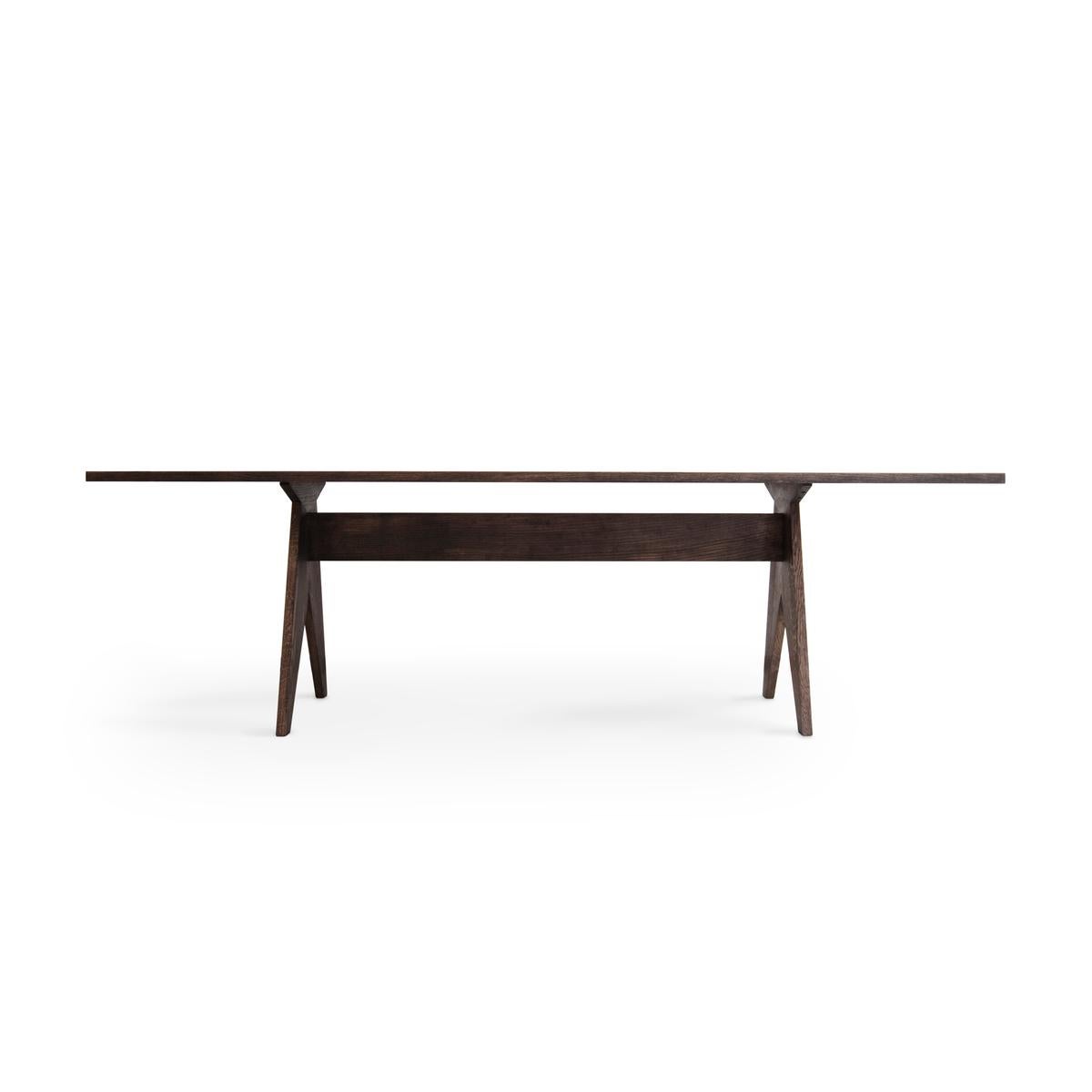 Oak Contemporary Dining Room Table 'POSE', 300, Smoked oak + More Sizes For Sale