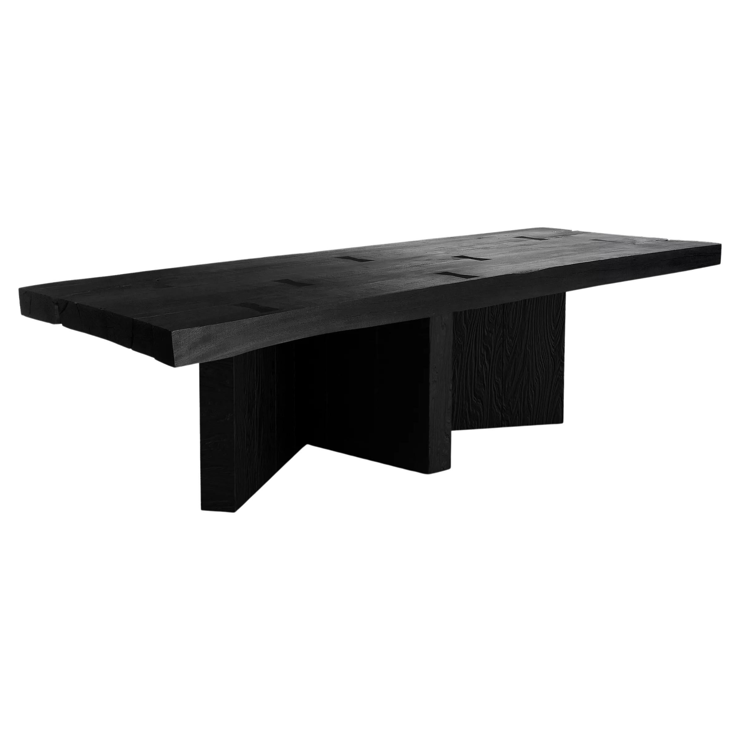 Contemporary Dining Table 'Acros' in Burnt Wood by CarmWorks, Customizable For Sale