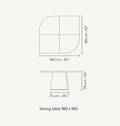 Table à manger contemporaine « Alter » de LINTELOO, 160 x 160, chêne ébène foncé