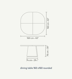Table à manger contemporaine « Alter » de LINTELOO, 160 × 160, bords arrondis, chêne ébène foncé