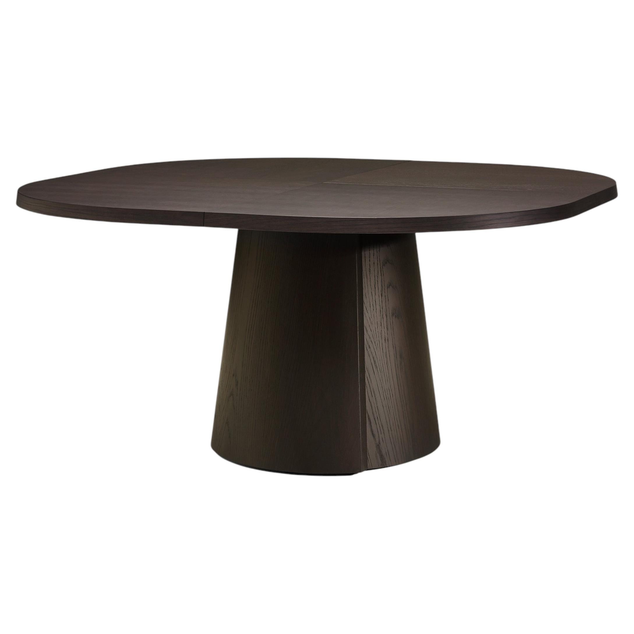 Contemporary Dining Table 'Alter' by LINTELOO, 160-160 Rounded, Dark Ebony Oak