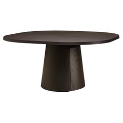 Contemporary Dining Table 'Alter' by LINTELOO, 160-160 Rounded, Dark Ebony Oak