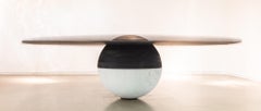 Contemporary Dining Table Marble and Hard Burned Wood by Mircea Anghel