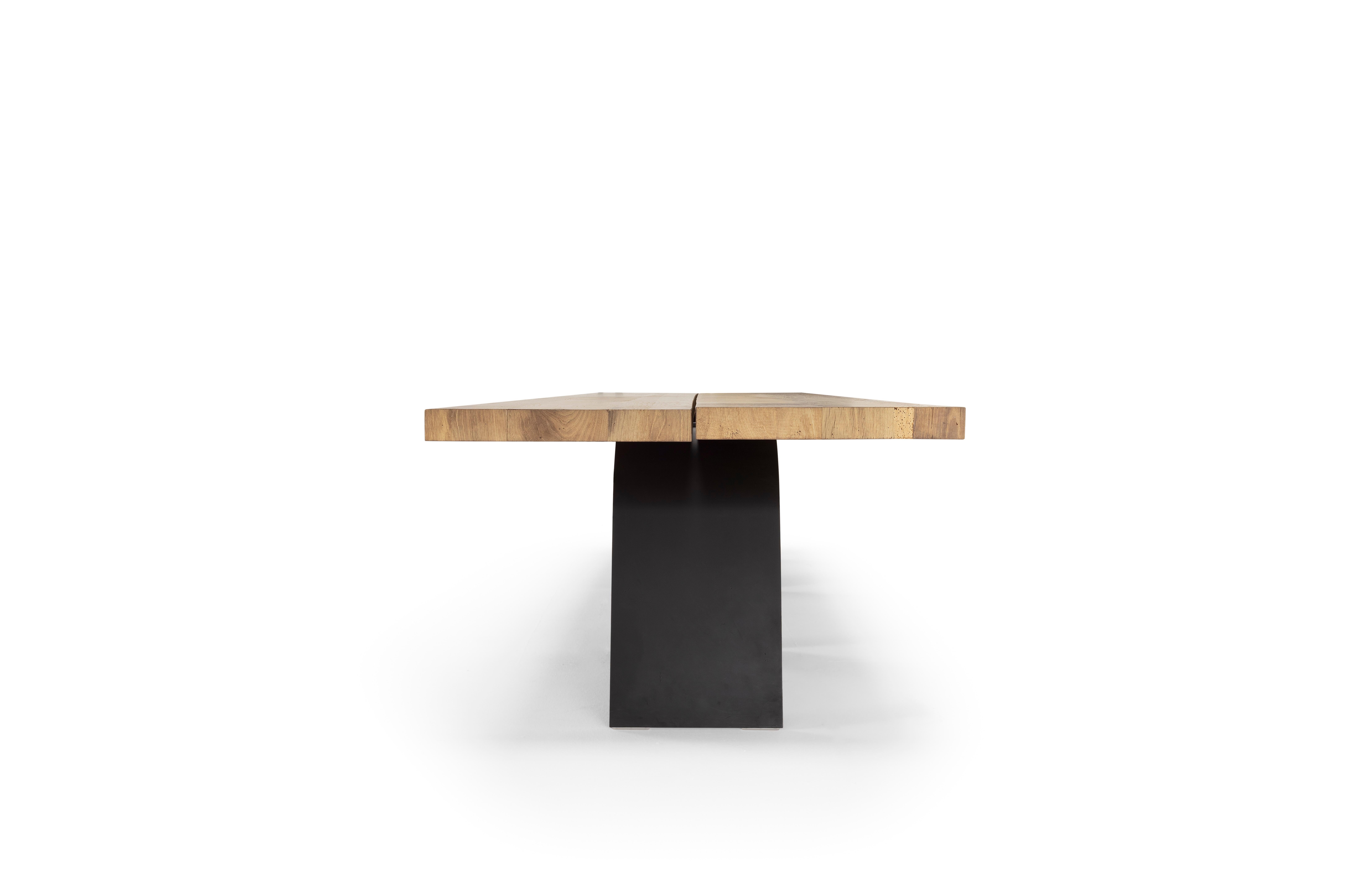 Contemporary Dining Table 'Desco', Wooden Top In New Condition For Sale In Paris, FR