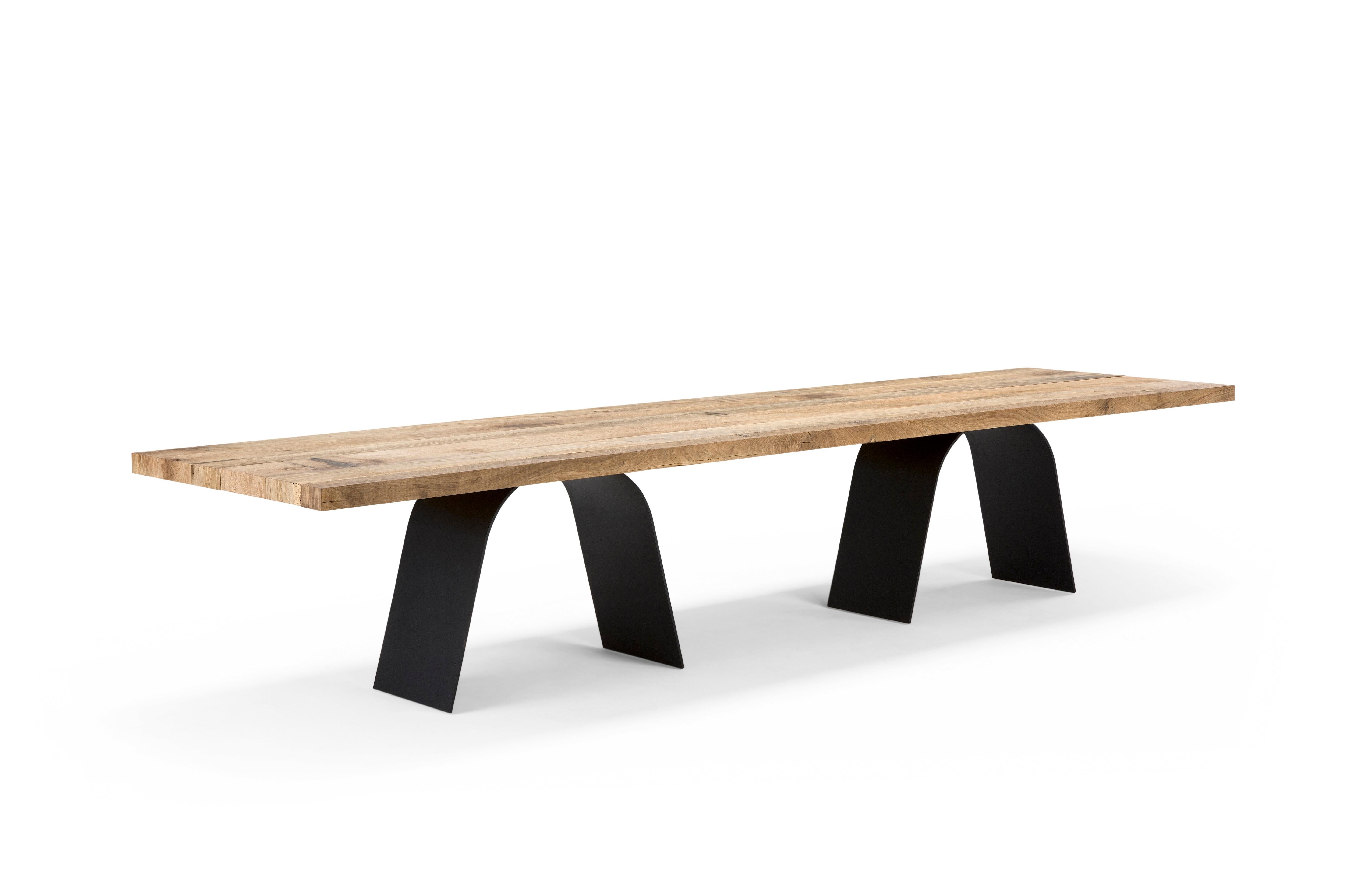Contemporary Dining Table 'Desco', Wooden Top For Sale 3