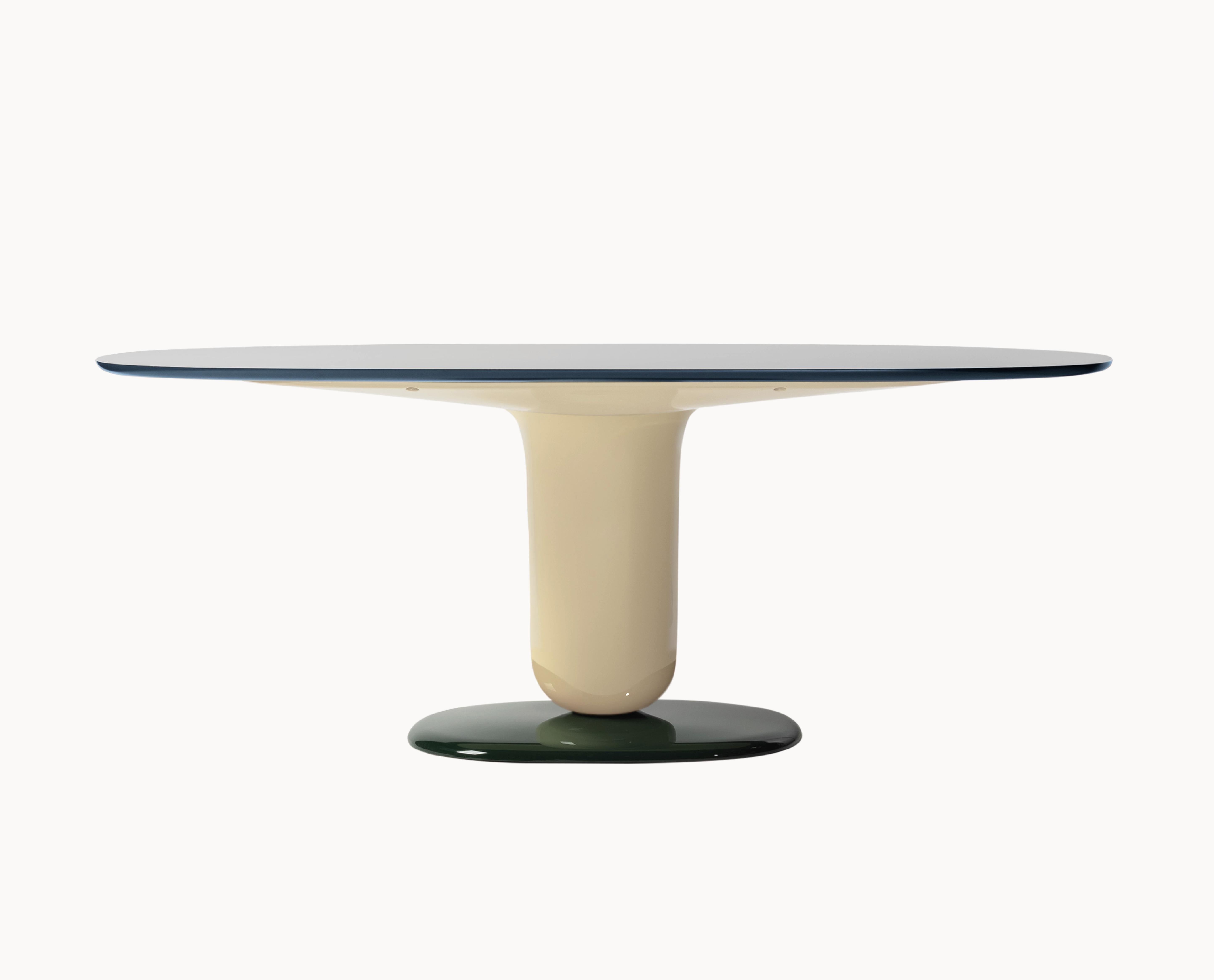 Explorer Dining Table by Jaime Hayon, 2023
Model Multicolor Ivory - EXPLORER 5A (190 CM)
Dimensions: W. 190 x D. 90 x H. 73.5 cm (92,1x19,6x57,9”)

Finishes combinations: 
- Multicolor Blue: Laminated top Grey Perle, Underside top grey blue, Body