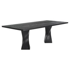 Contemporary Dining Table Ft Beveled Edges And Twisted Legs
