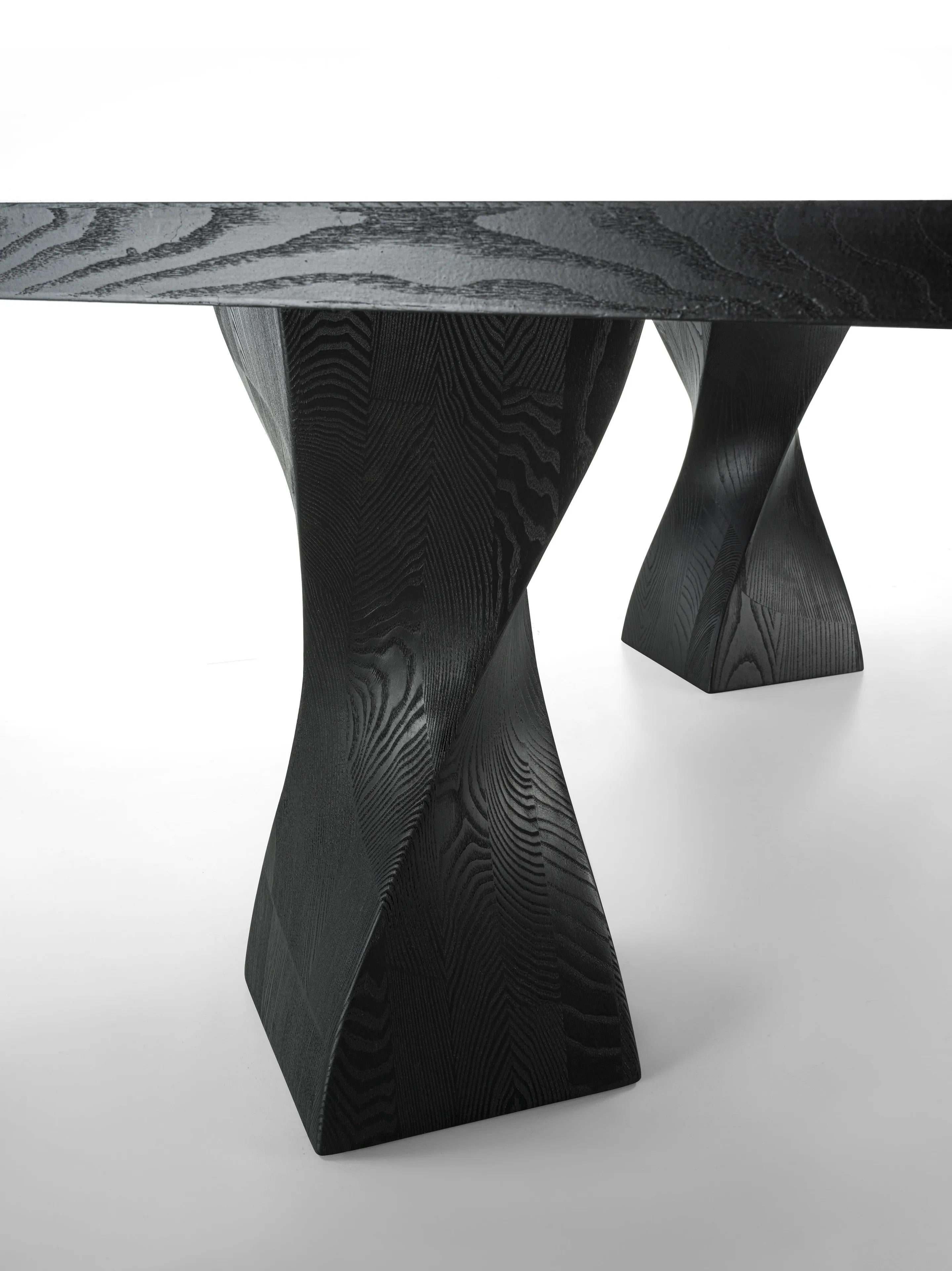 Modern Contemporary Dining Table Ft Beveled Edges And Twisted Legs For Sale