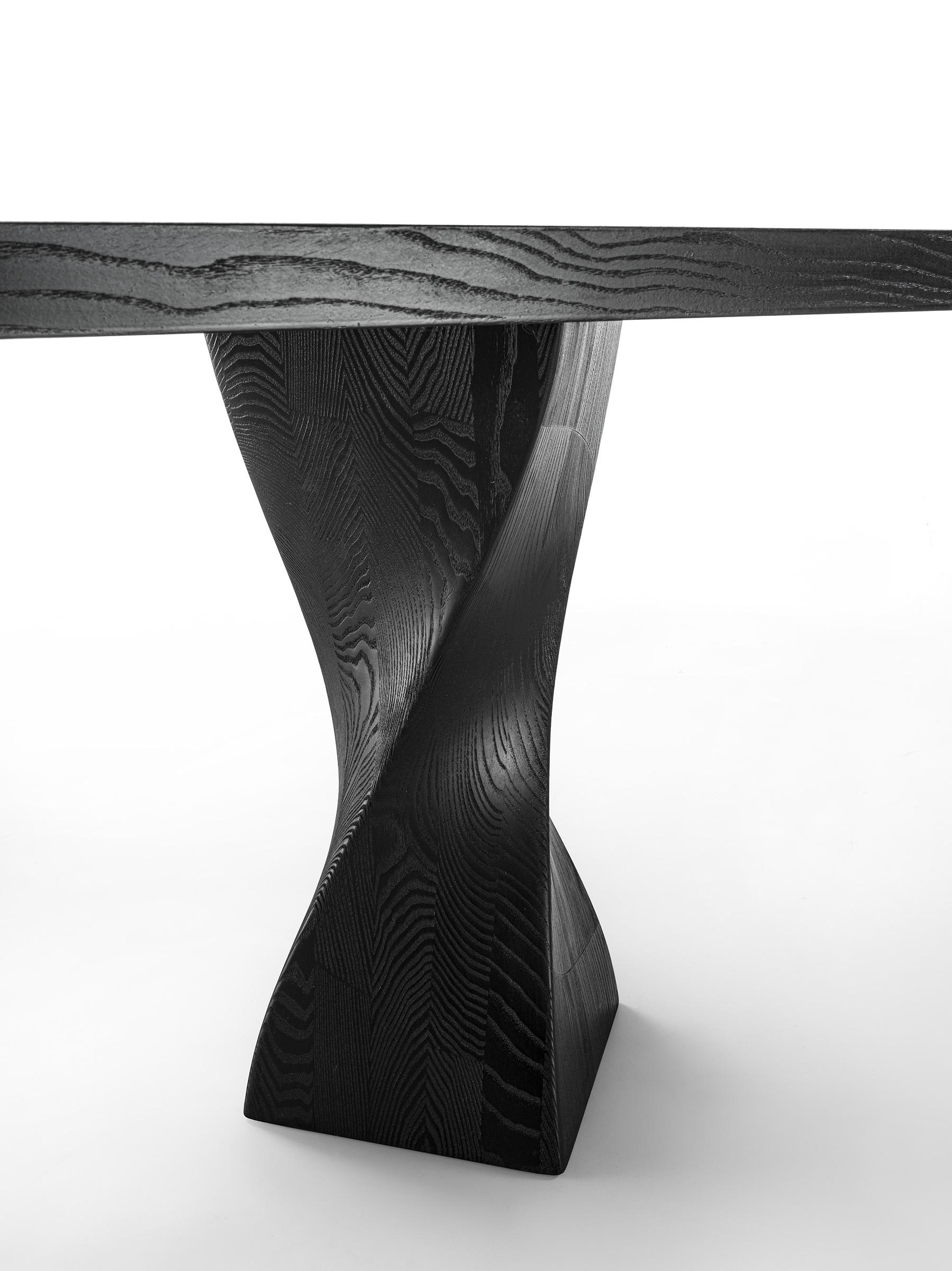 Italian Contemporary Dining Table Ft Beveled Edges And Twisted Legs For Sale