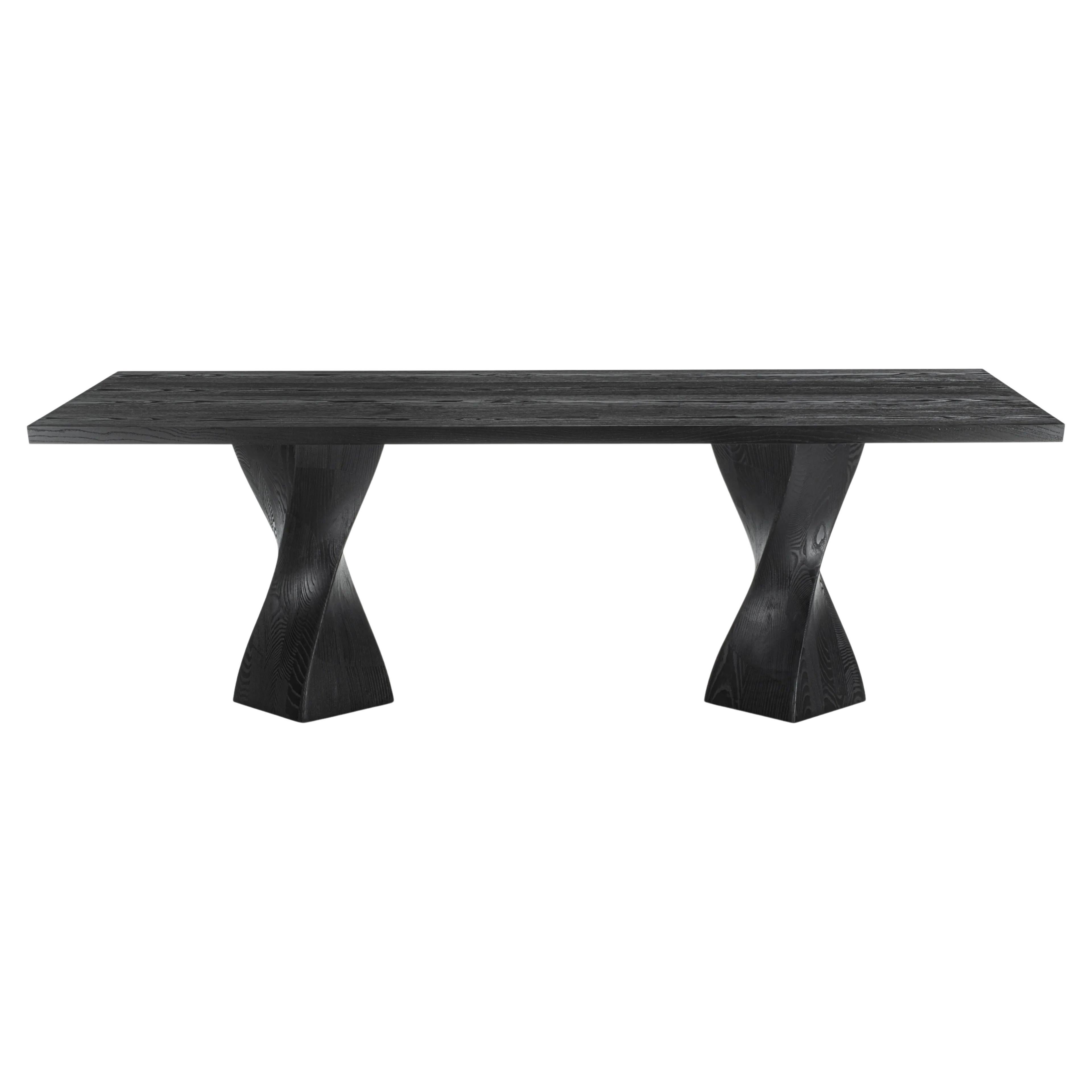 Contemporary Dining Table Ft Beveled Edges And Twisted Legs For Sale