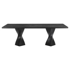 Contemporary Dining Table Ft Beveled Edges And Twisted Legs