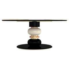 Contemporary Dining Table in Cream and Black Lacquer