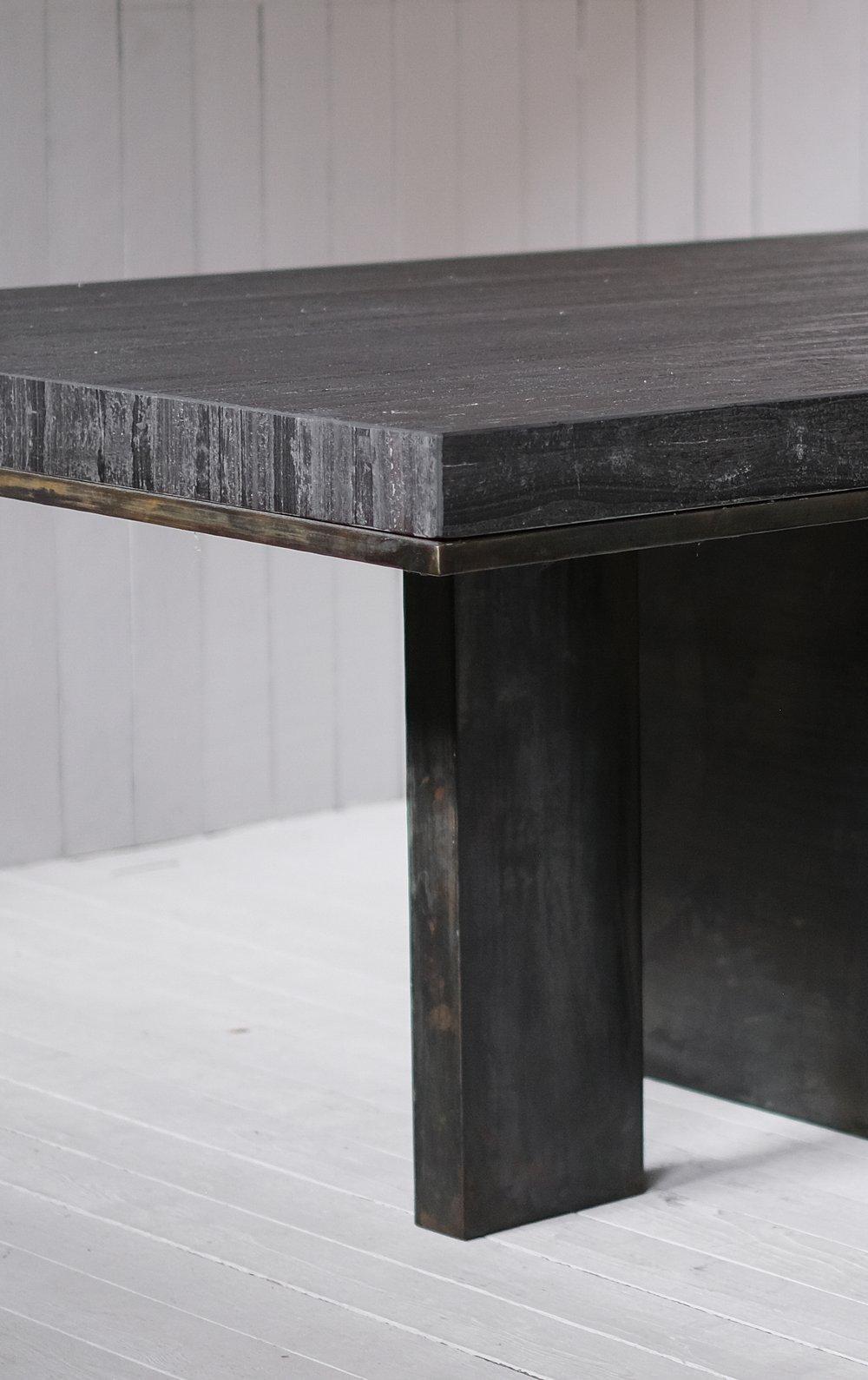 Modern Black  Dining Table in Japanese Marble and Steel by Arno Declercq 3