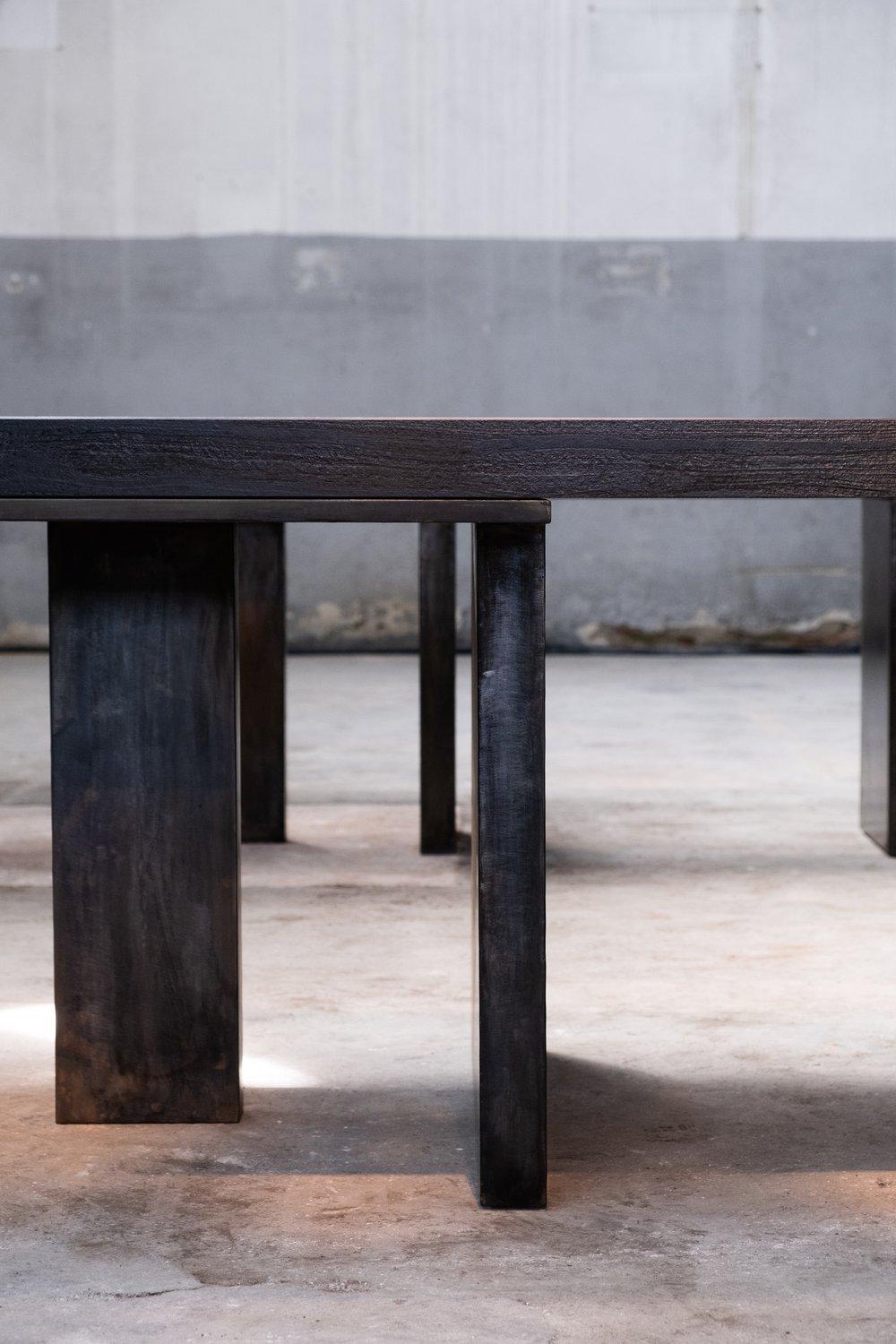 Modern Black  Dining Table in Japanese Marble and Steel by Arno Declercq 5