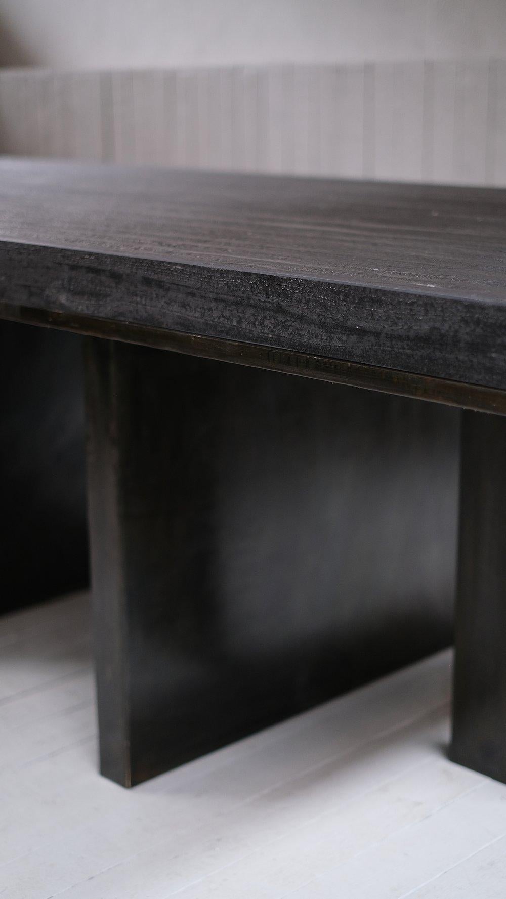 Belgian Modern Black  Dining Table in Japanese Marble and Steel by Arno Declercq
