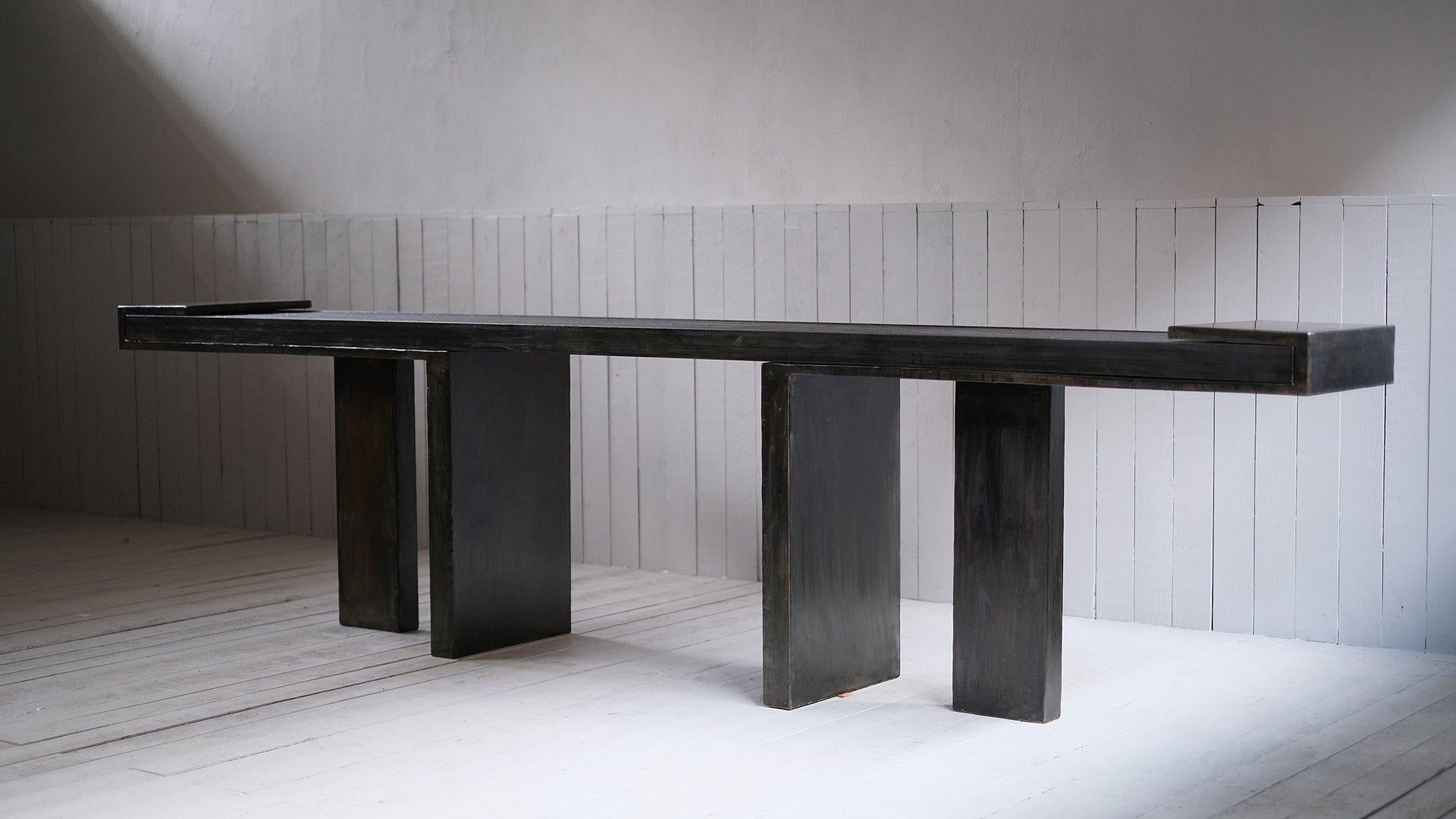 Belgian Modern Black Console Table in Japanese Marble and Steel by Arno Declercq For Sale