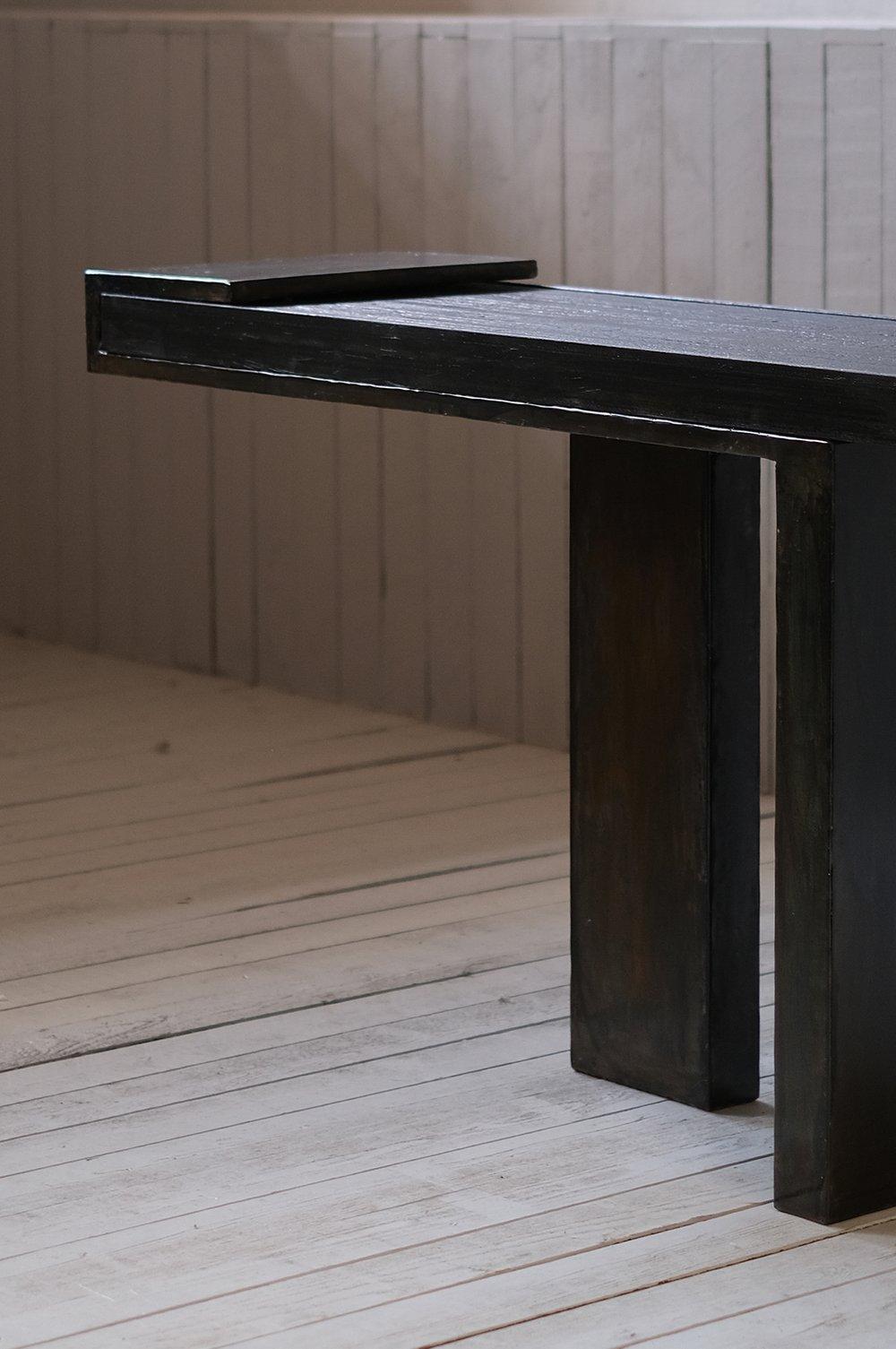 Modern Black Console Table in Japanese Marble and Steel by Arno Declercq In New Condition For Sale In Warsaw, PL