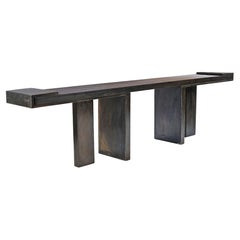Modern Black Console Table in Japanese Marble and Steel by Arno Declercq