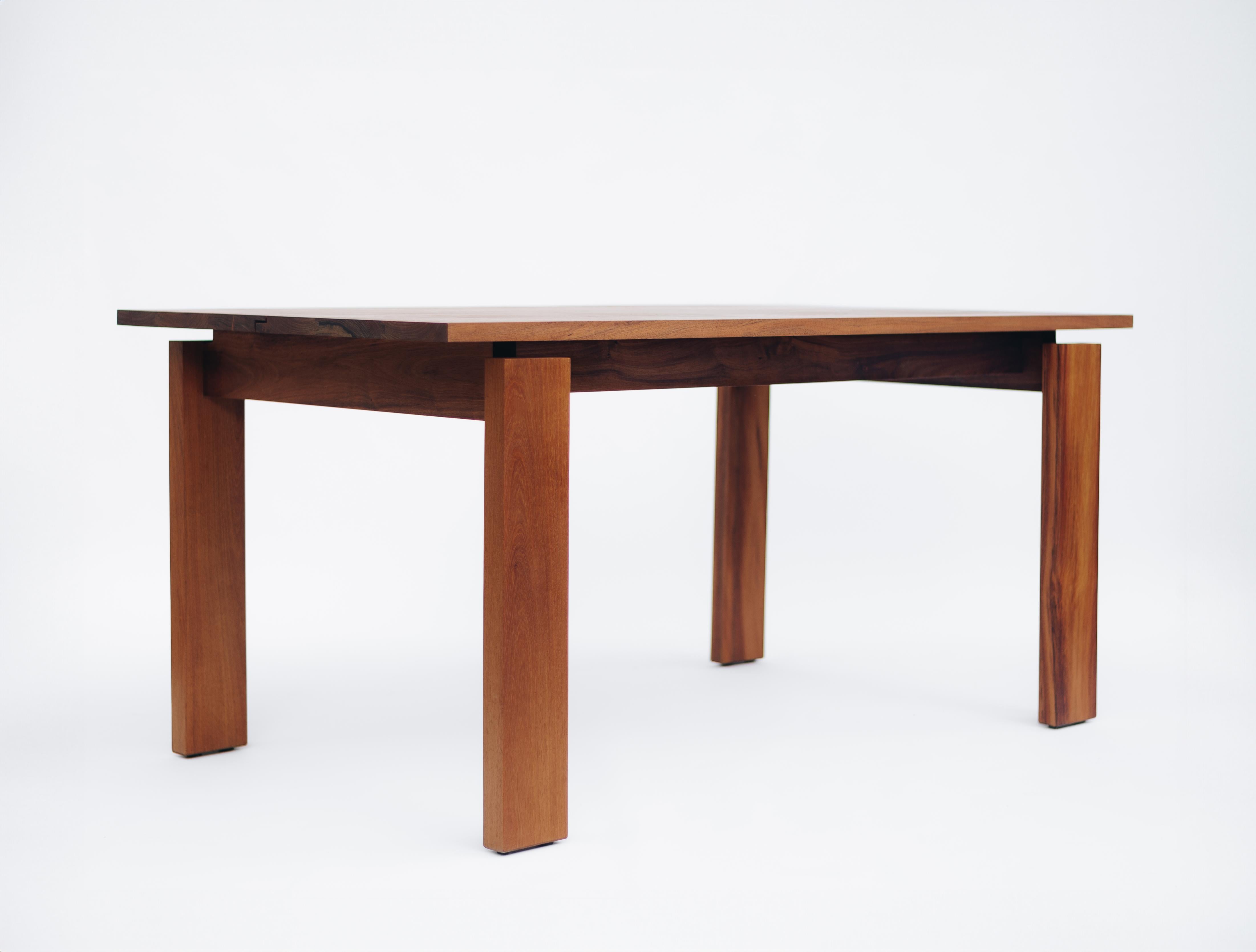 Modern Minimalist Rectangular Dining Table in Solid Caribbean Walnut For Sale