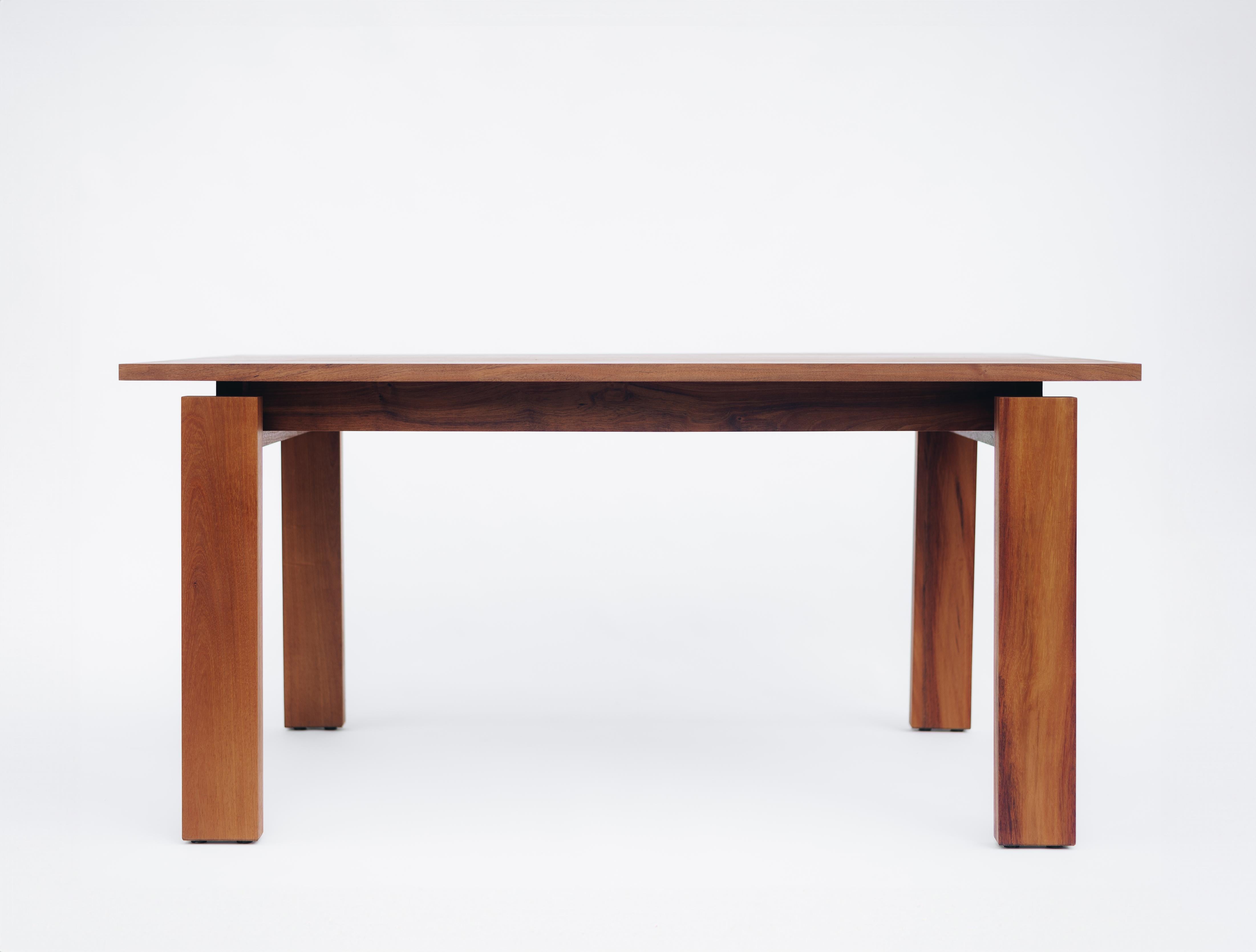 Mexican Minimalist Rectangular Dining Table in Solid Caribbean Walnut For Sale