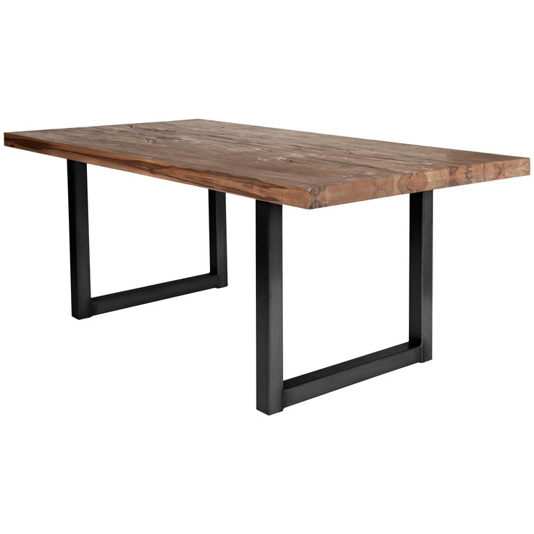 Contemporary German Dining Table in Solid Oak with Smoke Oil Finish For