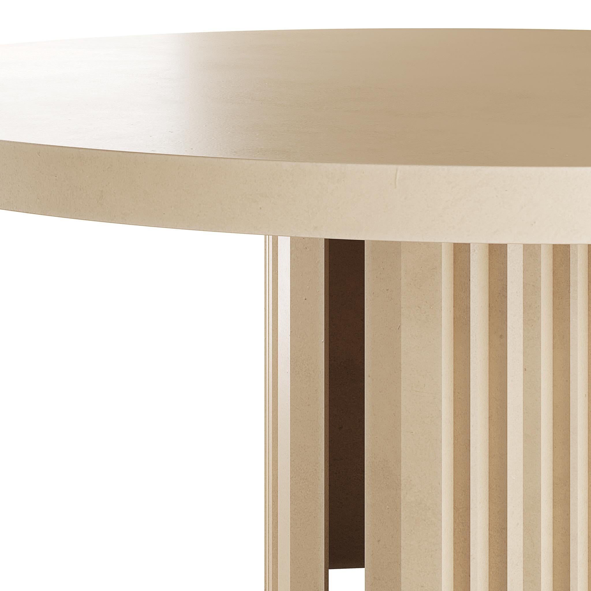Scandinave moderne Table de salle à manger scandinave Moder, structure en bois et finition en micro-cément en sable  en vente