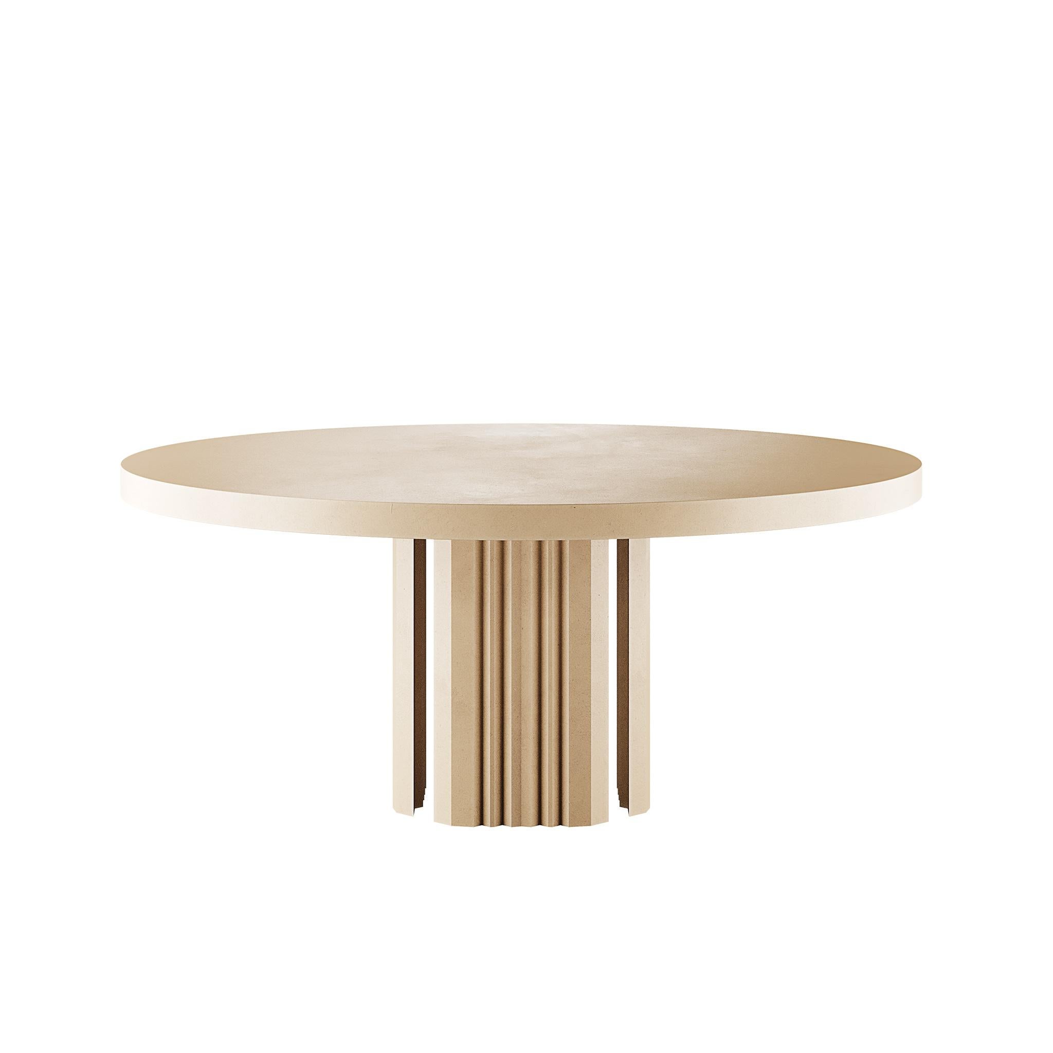 Européen Table de salle à manger scandinave Moder, structure en bois et finition en micro-cément en sable  en vente