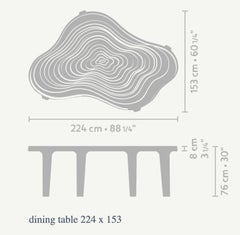 Mesa de comedor contemporánea «Isola» de LINTELOO, 224-153, de madera de sucupira natural con anillos