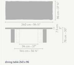 Contemporary Dining Table 'Iwa' by LINTELOO, 240-96, Dark Ebony Oak