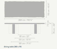 Contemporary Dining Table 'Iwa' by LINTELOO, 280-115, Dark Ebony Oak