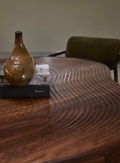 Contemporary Dining Table 'Isola' by LINTELOO, 242-166 Anthracite Oak w/ rings