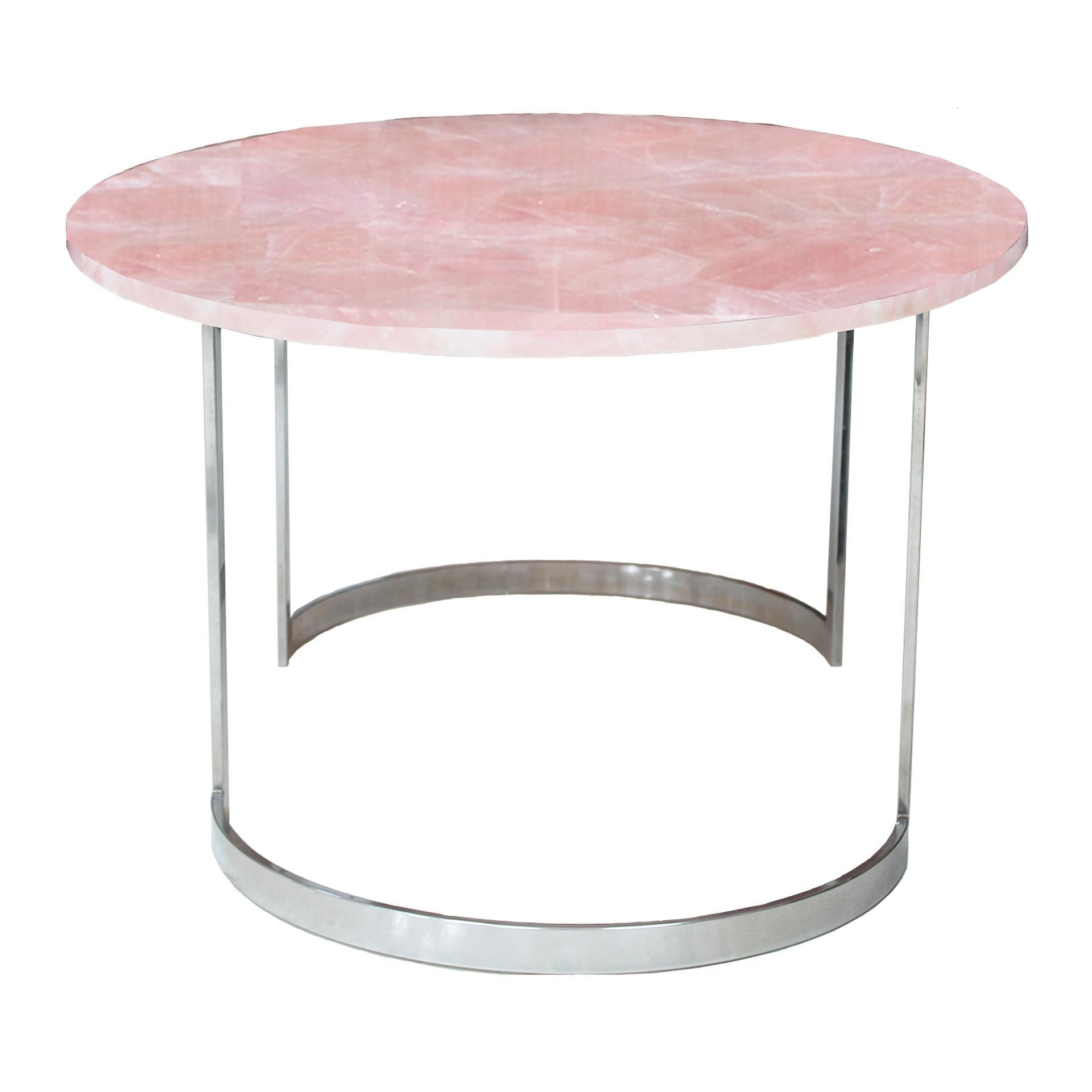 italien Table de salle à manger contemporaine en quartz rose Design/One par I.A. Studio en vente
