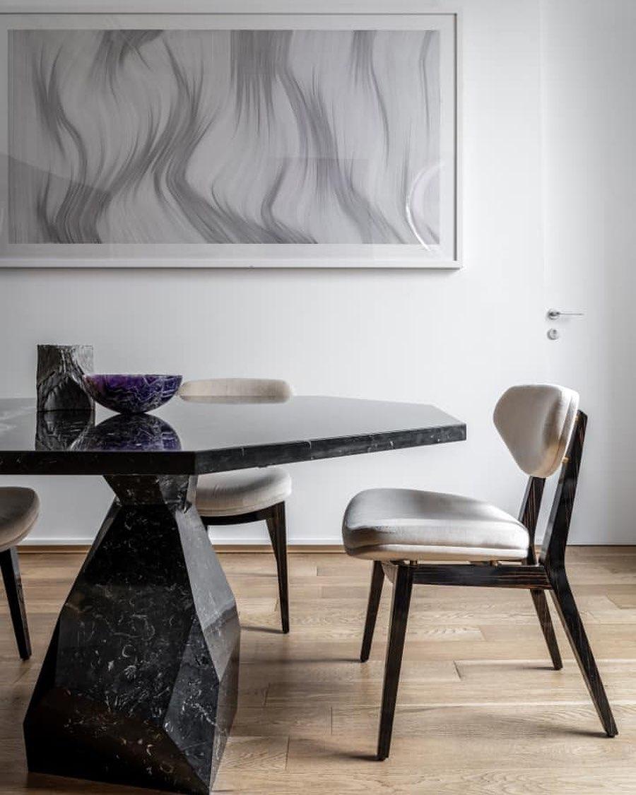 Modern Sculptural Dining Table Offered In Marble For Sale