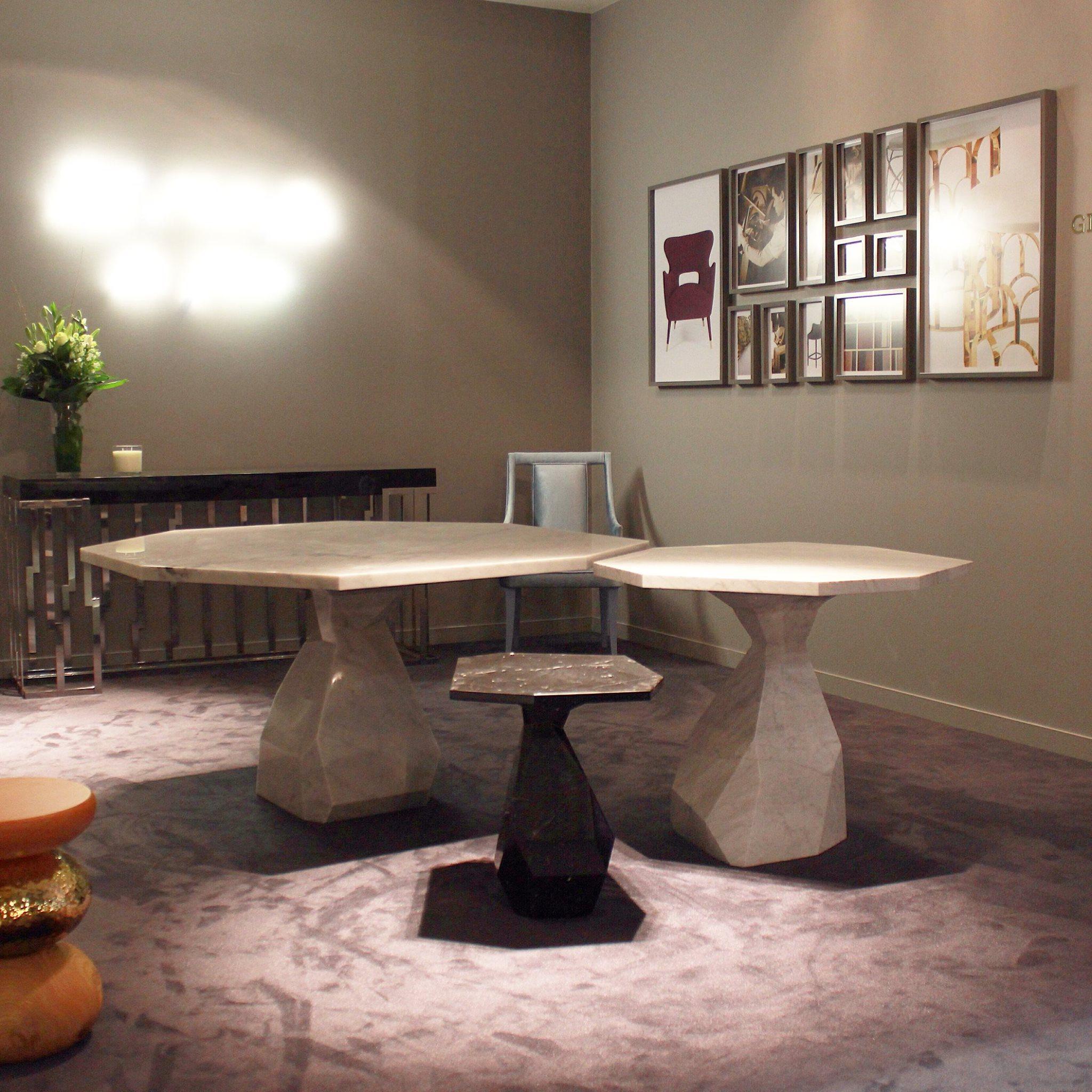 Hand-Crafted Sculptural Dining Table Offered In Marble For Sale