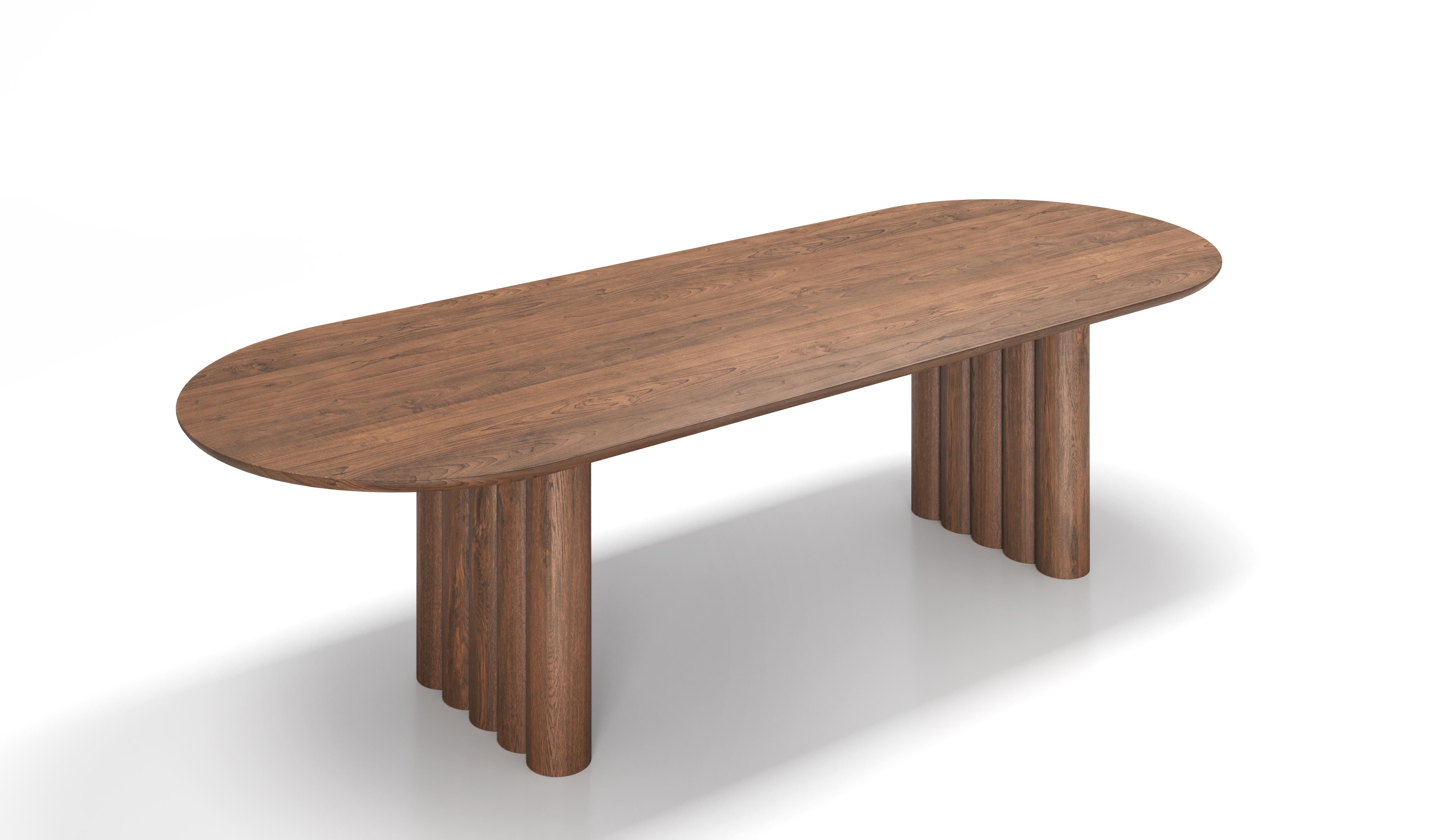 Contemporary Dining Table 'Plush' by Dk3, Smoked Oak or Walnut, 300, Oval For Sale 6