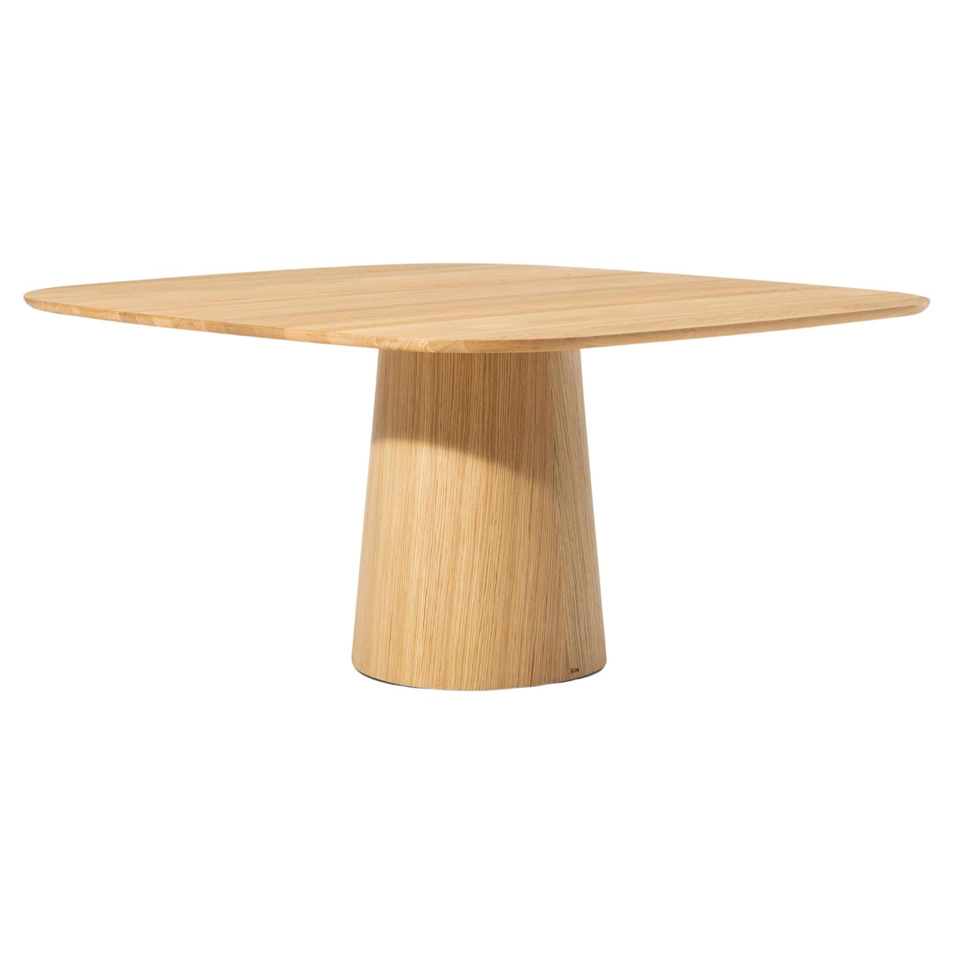 Table de salle à manger contemporaine POV 462, chêne massif ou noyer, ronde ou carrée, 120 en vente