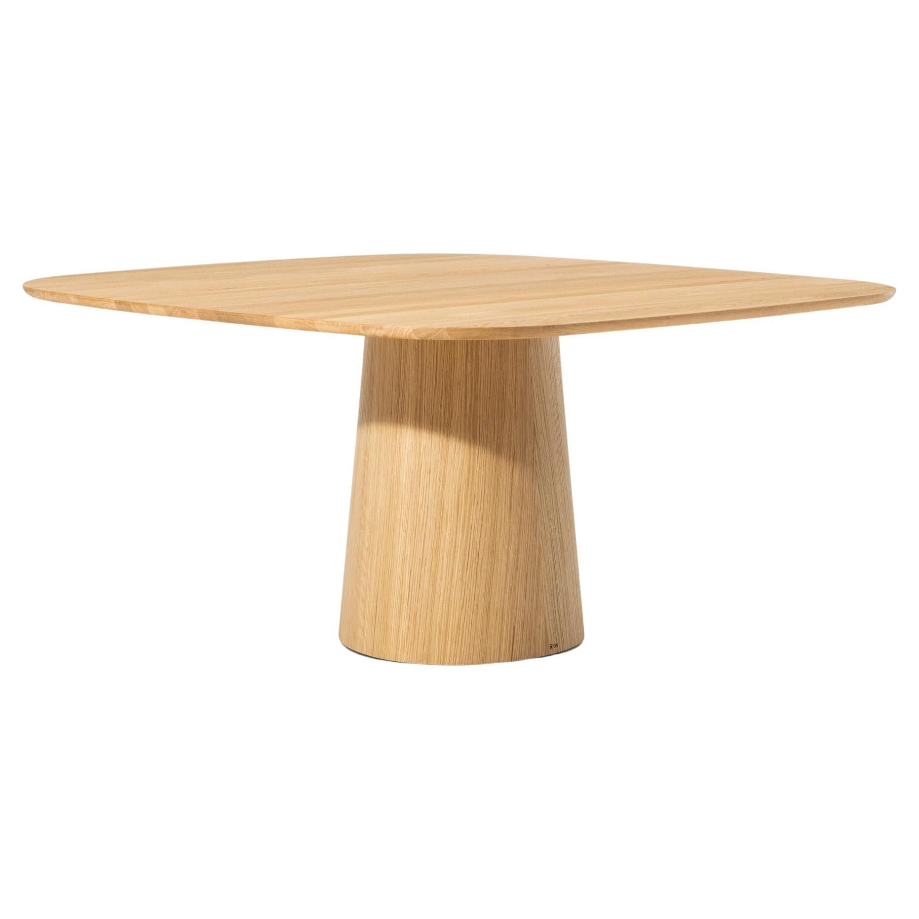 Mesa de Comedor Contemporánea POV 462, Roble o Nogal Macizo, Redonda o Cuadrada, 130