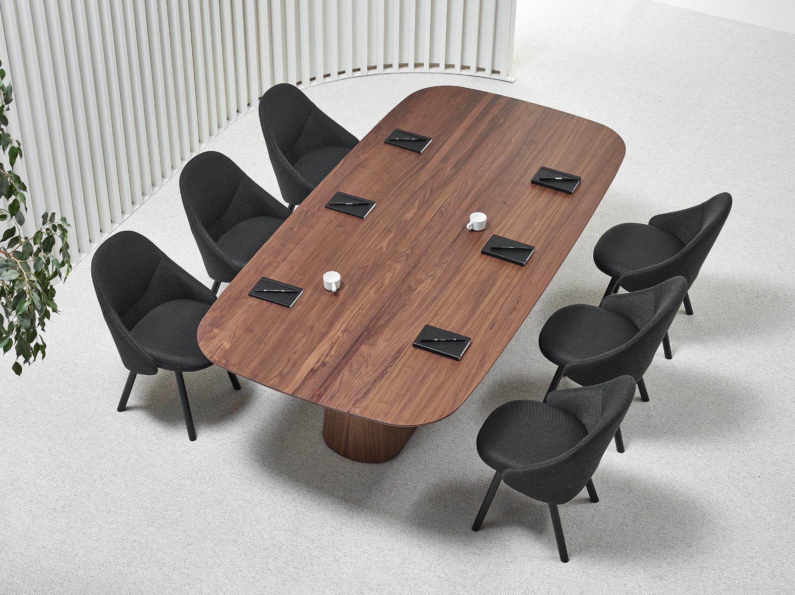 Table de salle à manger contemporaine POV 467, chêne massif ou noyer, 280 Neuf - En vente à Paris, FR