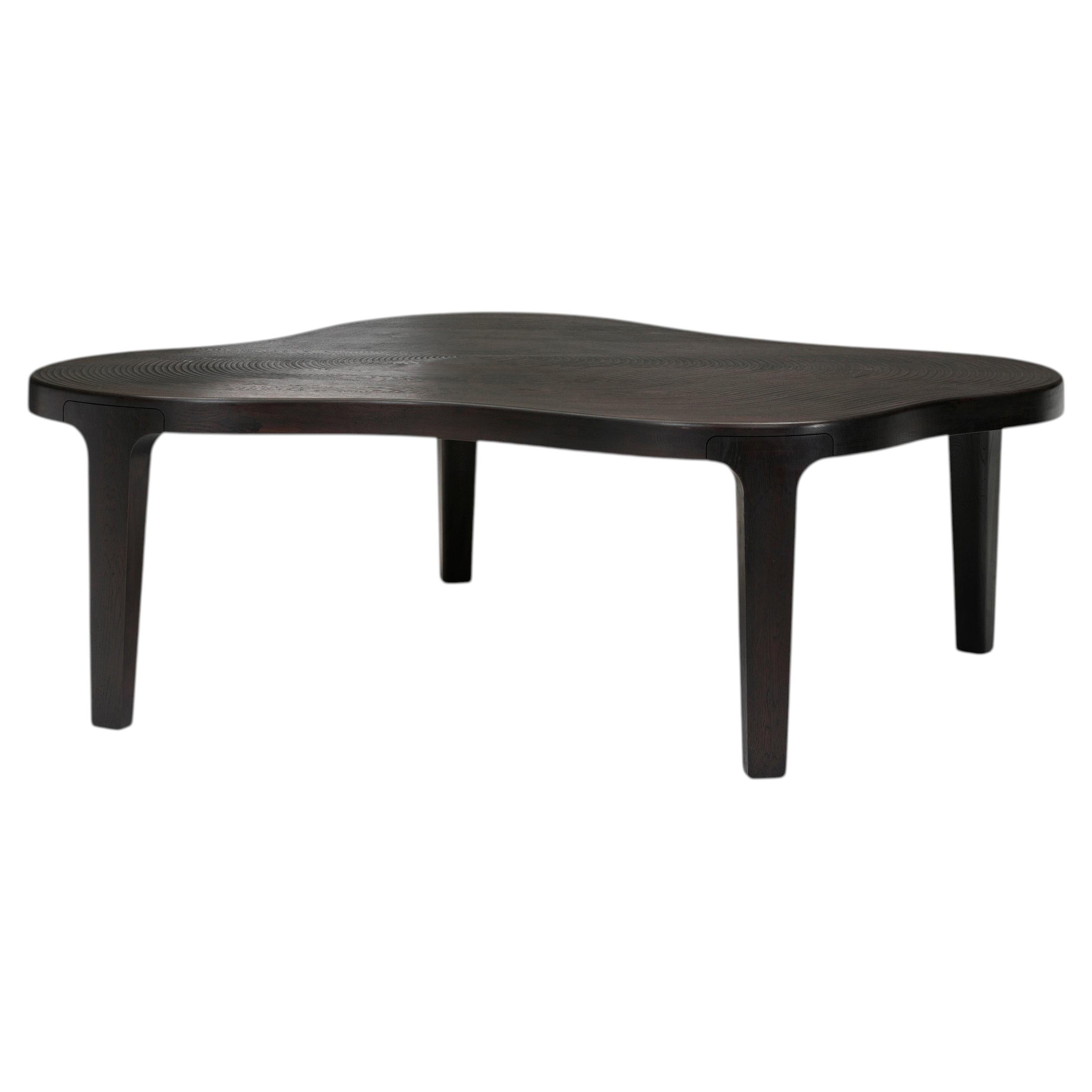 Table à manger contemporaine « Isola », de LINTELOO, 224-153, chêne anthracite avec anneaux en vente