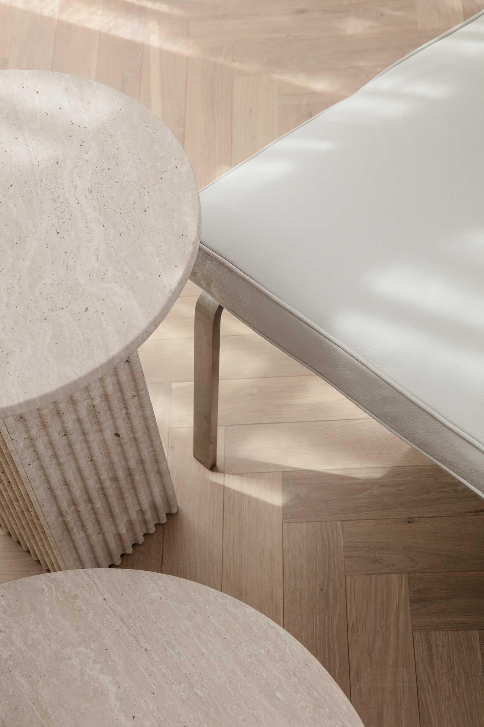 Contemporary Dining Table 'SOHO' by Norr11, Travertine In New Condition For Sale In Paris, FR