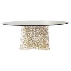 Contemporary Esstisch 'TOGETHER' von Eichkorn, Messing und Glas, anpassbar